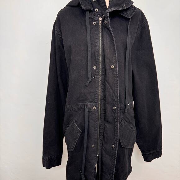 Urban Outfitters BDG Denim Utility Jacket Black Jean Oversized Goth Size M - Picture 9 of 13